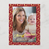 クリスチャンカスタムクロス写真台本レッドクリスマス シーズンポストカード (正面)