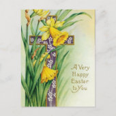 クリスチャンカトリックフローラクロスイエスハッピーイースター シーズンポストカード (正面)