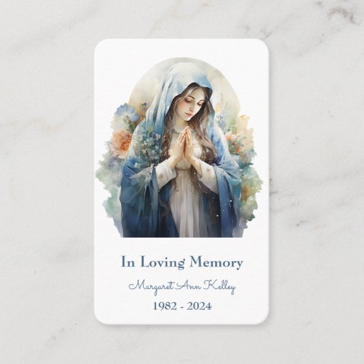 クリスチャンカトリック聖マリア祈りの言葉カード 名刺 (正面)