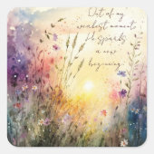 クリスチャンカラフルワイルドフラワー水彩詩 スクエアシール (正面)