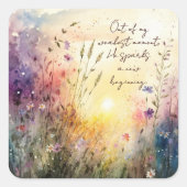 クリスチャンカラフルワイルドフラワー水彩詩 スクエアシール (正面)