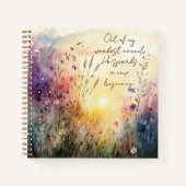 クリスチャンカラフルワイルドフラワー水彩詩 ノートブック (正面)