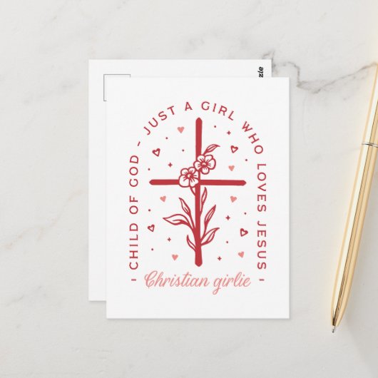 クリスチャンガールヴァレンティーンズデーおもしろい引用文名門私立校風の ポストカード (正面/裏面インサイチュ)