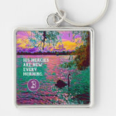 クリスチャンギフト女子黒白鳥フォトアート キーホルダー (正面)