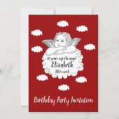 クリスチャンクラウドエンジェルハッピー70誕生日レッド 招待状 (正面)