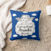 クリスチャンクラウドエンジェルハッピー90誕生日ブルー クッション (ブランケット)