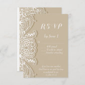 クリスチャンクラシックヴィンテージホワイトレースウェディングRSVP 出欠カード (正面/裏面)