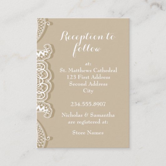 クリスチャンクラシックヴィンテージホワイトレースタウペ エンクロージャーカード (正面)