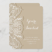 クリスチャンクラシックヴィンテージホワイトレースタ結婚ウペ 招待状 (正面/裏面)