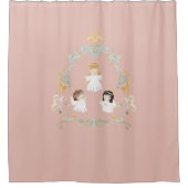 クリスチャンクリスマスウォーターカラーエンジェルズピンク シャワーカーテン (正面)