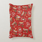 クリスチャンクリスマスウォーターカラー出生レッド アクセントクッション (正面(垂直))
