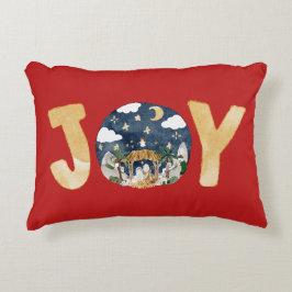 クリスチャンクリスマスウォーターカラー出生レッド アクセントクッション