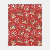クリスチャンクリスマスウォーターカラー出生レッド フリースブランケット (正面)