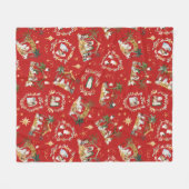 クリスチャンクリスマスウォーターカラー出生レッド フリースブランケット (正面(横))