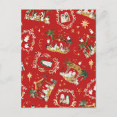クリスチャンクリスマスウォーターカラー出生レッド ポストカード (正面)