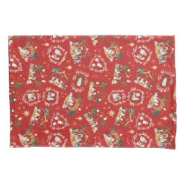 クリスチャンクリスマスウォーターカラー出生レッド 枕カバー