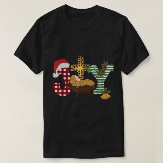 クリスチャンクリスマスジョイイエス出生シーン信仰 Tシャツ (デザイン正面)