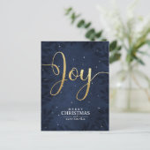 クリスチャンクリスマスジョイ金ゴールドダークブルーナイトスカイ シーズンポストカード (スタンド正面)