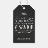 クリスチャンクリスマスタイポグラフィシャルボードホリデー ギフトタグ (正面)