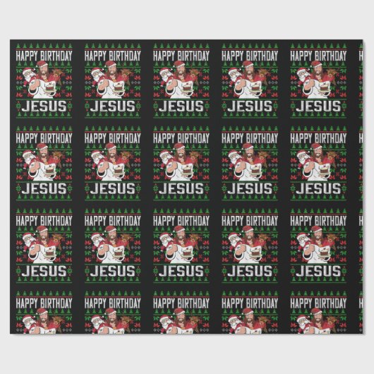 クリスチャンクリスマスハッピーバースデーイエズファミリーマ ラッピングペーパー (フラット)