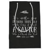 クリスチャンクリスマスバースタイポグラフィシャルボード ミディアムペーパーバッグ (正面)