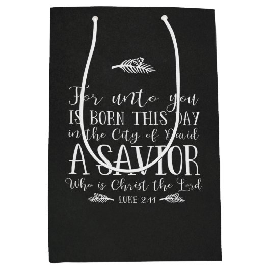 クリスチャンクリスマスバースタイポグラフィシャルボード ミディアムペーパーバッグ (正面)