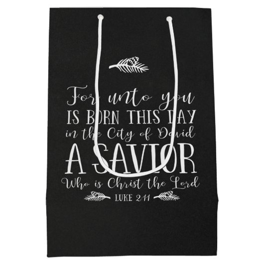 クリスチャンクリスマスバースタイポグラフィシャルボード ミディアムペーパーバッグ (裏面)