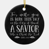 クリスチャンクリスマスバースタイポグラフィホリデーフォト セラミックオーナメント (正面)