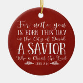 クリスチャンクリスマスバースタイポグラフィホリデーフォト セラミックオーナメント (正面)