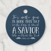 クリスチャンクリスマスバースタイポグラフィホリデーブルー フェイバータグ (正面)