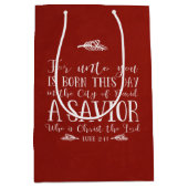 クリスチャンクリスマスバースタイポグラフィホリデー ミディアムペーパーバッグ (正面)