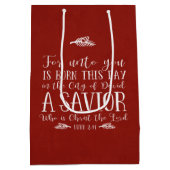 クリスチャンクリスマスバースタイポグラフィホリデー ミディアムペーパーバッグ (裏面)