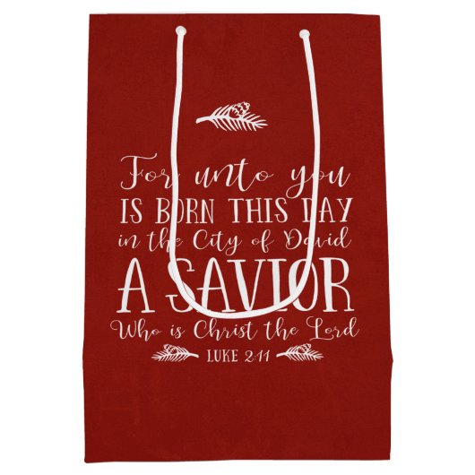 クリスチャンクリスマスバースタイポグラフィホリデー ミディアムペーパーバッグ (裏面)