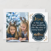 クリスチャンクリスマスブルー出生引用文写真 シーズンカード (正面)