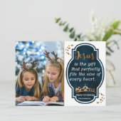 クリスチャンクリスマスブルー出生引用文写真 シーズンカード (スタンド正面)