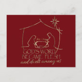 クリスチャンクリスマス出生聖なる書物、 経典エレガントレッド シーズンポストカード (正面)