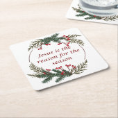 クリスチャンクリスマス聖なる書物、 経典シール聖なる書物、 経典 スクエアペーパーコースター (アングル)