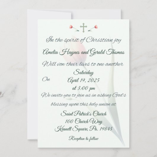 クリスチャンクロスアンドチューリップ結婚式招待状 招待状 (正面)