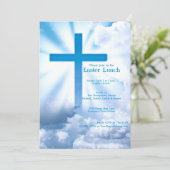 クリスチャンクロスイースターランチブルーとホワイト 招待状 (スタンド正面)