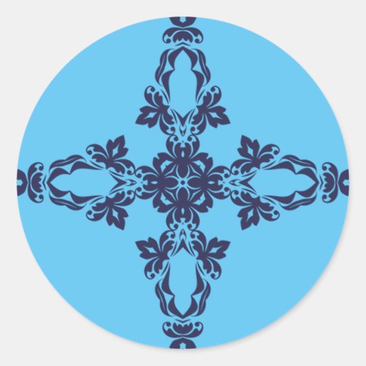 クリスチャンクロスウィズブルーオーナメント ラウンドシール (正面)