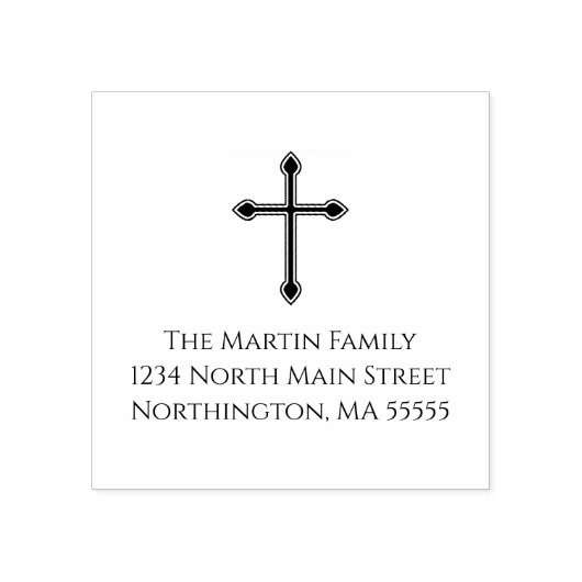 クリスチャンクロスカスタム差出人住所 ラバースタンプ (インプリント)