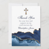 クリスチャンクロスネイビーブルー金ゴールド確認 サンキューカード (正面)