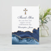 クリスチャンクロスネイビーブルー金ゴールド確認 サンキューカード (スタンド正面)