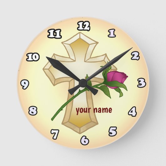 クリスチャンクロスバラカスタム ラウンド壁時計 (正面)