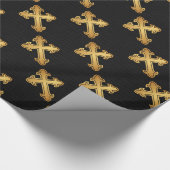 クリスチャンクロスフルーリ金ゴールドオンブラック ラッピングペーパー (角)
