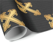 クリスチャンクロスフルーリ金ゴールドオンブラック ラッピングペーパー (ロールコーナー)