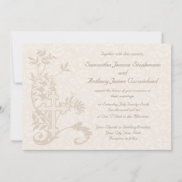 クリスチャンクロスフローリッシュホワイト結婚式招待状 招待状