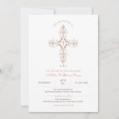 クリスチャンクロスベビーガールバプテスマ招待状 招待状 (正面)