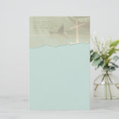 クリスチャンクロス文房具アクアブルーの端を裂いた 便箋 (スタンド正面)