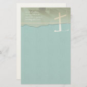 クリスチャンクロス文房具バラオンアクアブルー 便箋 (正面/裏面)